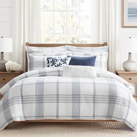 Levtex Home 190945196033 - Waffle Plaid Navy Comforter Set Full/queen 88x92in