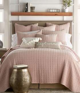 20630 Levtex Home 20630- Mills Waffle Blush Quilt Set And Throw - Cal King 120aw