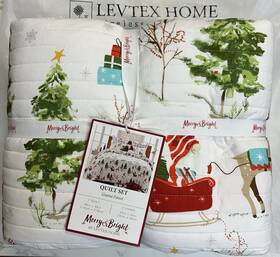 59530 Levtex Home Merry And Bright By Gnome Forest Quilt Set Holiday Full/queen