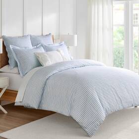 Levtex Home 744759307231 Martha Stripe Blue Reversible Full/queen Comforter Set 90x94in Wit