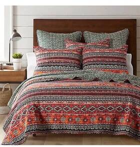 82710174 Levtex Home New Vista Aztec Orange Multi Stripe Full/queen Quilt And Shams Set 3pc