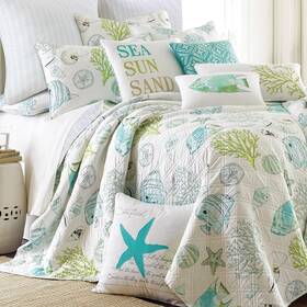 Levtex Home 848336032193 Biscayne Quilt Set - Teal Green Aqua King