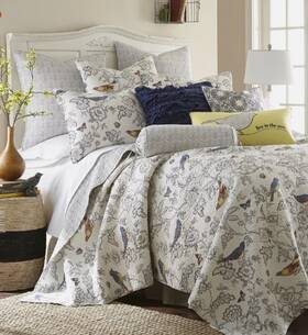 Levtex Home 848336052306 Mockingbird Toile Quilt And Pillow Sham Set - Nwt New Full Queen