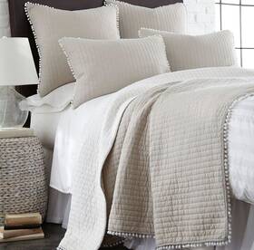L12000fk Levtex Home Pom Taupe King Quilt Cotton