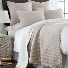 L12000fq Levtex Home Pom Taupe Full/queen Quilt Cotton