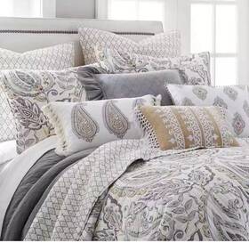 L14162ks Levtex Home Quilt Set Taupe Paisley Cotton King/cal King Tamsin Grey 3-piece