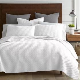 L14860afqs Levtex Home Cross Stitch White Solid Quilt Set - Full/queen