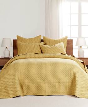 L14860vbfs Levtex Home Cross Stitch Stitching 3-pc. Bedspread Set Full - Ochre Gold