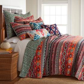 L15770fqs Levtex Home Quilt Set Cotton With Geometric/tribal Design Full/queen Multi-color 3-pcs