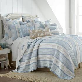 L18640fqs Levtex Home Bedding Sets 3-piece Cotton Reversible Full/queen Quilt Set Blue Taupe