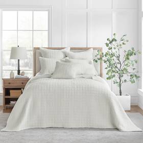 L20633kbs Levtex Home Mills Waffle - King Quilted Bedspread Set Cream Cotton