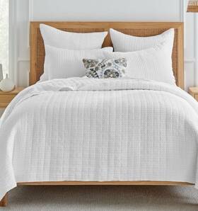 L20637ks Levtex Home Mills Waffle Quilt Set Bright White Soft Comfortable Luxury Bedding 88 Inch X92 New