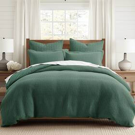 L20645dts Levtex Home Mills Waffle Forest Green Twin Duvet Set -