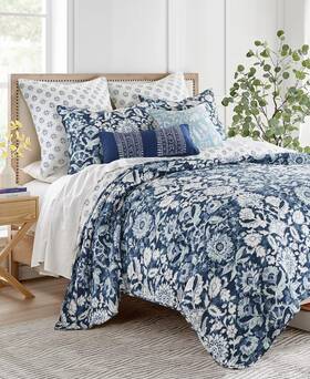 Levtex Home L21860fqs Laure Reversible 3-pc. Quilt Set - Full/queen Indigo Blue