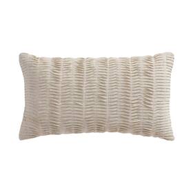 L22632p-a Levtex Home Spencer Plaid Neutral Pleated Pillow 12x22 -