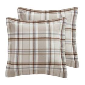 L22632she2 Levtex Home Spencer Plaid Woven Neutral Euro Sham Set Of 2 -