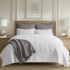 L48000fqs Levtex Home Cloud Waffle Bright White Full/queen Quilt Set -