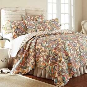 L51701ks Levtex Home Quilt Set 3-pcs Cotton Reversible Paisley Multi-colored Cal King