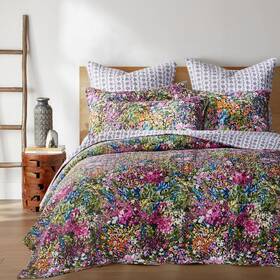 L54802fqs Levtex Home Quilt Set Full/queen 3-piece Reversible Floral Cotton Multicolored