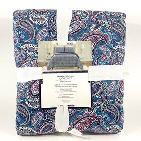 L55230fqs Levtex Home Haymarket Paisley Jewel Quilt Blanket Full / Queen Set Of 3 New