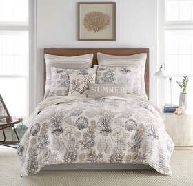 L55372fqs Levtex Home Caspian Sea Natural King Quilt Set 2 Shams New