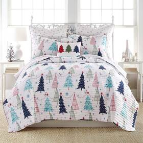 L55480fqs Levtex Home Merry And Bright Collecion White Pine Quilt Set Full/queen 88x92