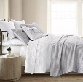 L57221cvk Levtex Home Cotton Gauze Coverlet King Traditional In Gray Mist Msrp 290