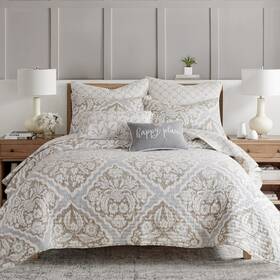 L57561ks Levtex Home Becker Taupe King Quilt Set -