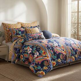 L58161dfqs Levtex Home Bertelli Navy Full/queen Duvet Cover Set -