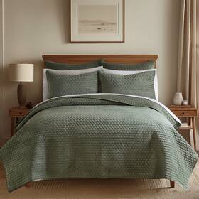 L60000fqs Levtex Home Velvet Stitch Green With White Full/queen Quilt Set -
