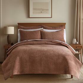 L60003fqs Levtex Home Velvet Stitch Rust With White Full/queen Quilt Set -