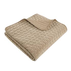 L60004qt Levtex Home Velvet Stitch Taupe With White Quilted Throw -