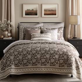 L61293ks Levtex Home Adare Cocoa King Quilt Set -