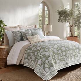 L61297ks Levtex Home Adare Sage King/cal King Quilt Set -