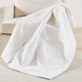 L61311qt Levtex Home Muslin Stitch White Quilted Throw