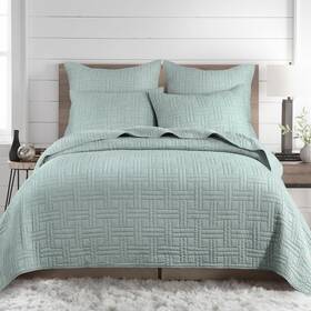 L61431fqs Levtex Home Melange Stitch Quilt Set - Full/queen And Two Standard Shams Solid