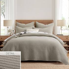 L62432ts Levtex Home Eyelet Taupe Twin Quilt Set -