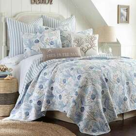 L62902fqs Levtex Home Galapagos 3-pc Cotton Full/queen Size Quilt Set Blue N Taupe Finish