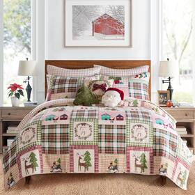 L63350ks Levtex Home For Christmas Sage Quilt Set King 106x92 Inch Two Shams 20x36