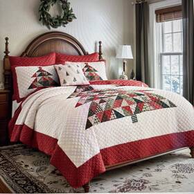 L63370fqs Levtex Home Patchwork Pine Quilt Set -queen New In Box