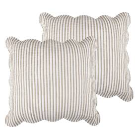 L63573she2 Levtex Home Martha Stripe Taupe Euro Sham Set Of 2 -