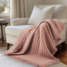 L63840qt Levtex Home Wilhemina Dusty Rose Quilted Throw -