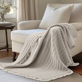 L63843qt Levtex Home Wilhemina Natural Quilted Throw -