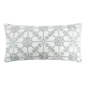 L63852p-a Levtex Home Sarrah Sage Emboidered Floral Pillow 12x24 -