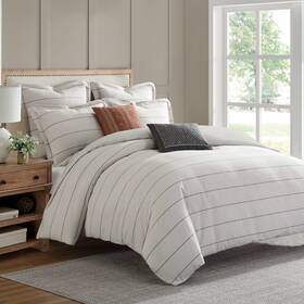 L63880cks Levtex Home Leo Stripe Black King 3pc Comforter Set -
