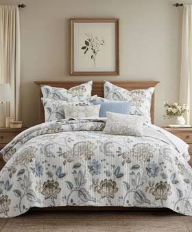 L64380ks Levtex Home Maileen Reversible 3-pc. Quilt Set King/california King-neutral Blue