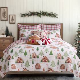 L64950k Levtex Home Gingerbread Village King Quilt -