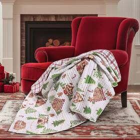 L64950qt Levtex Home Gingerbread Village Quilted Throw -