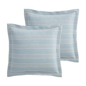 L65520she2 Levtex Home Clayton Stripes Blue Euro Sham Set Of 2 -