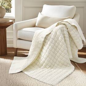 L65590qt Levtex Home Whisper Cream Quilted Throw -